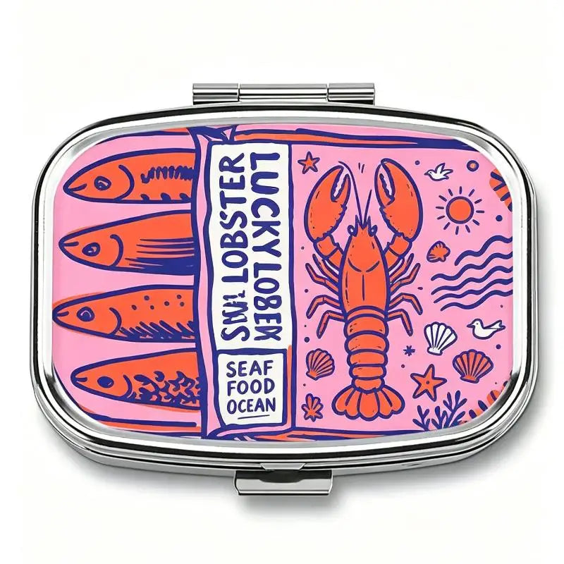 Vintage Sardines Metal Pill Box – 2-Compartment Fish Design