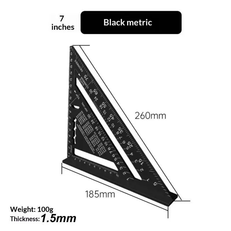 Aluminum Alloy Triangle Ruler – 4-in-1 Precision Woodworking Gauge