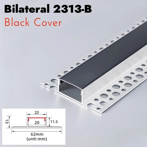 Recessed LED Aluminum Channel Profile Black Diffuser | Khelse