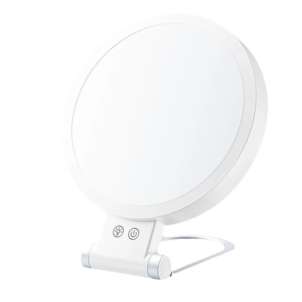 LED Magnifying Makeup Mirror 10X/20X – 3 Color Modes, Foldable