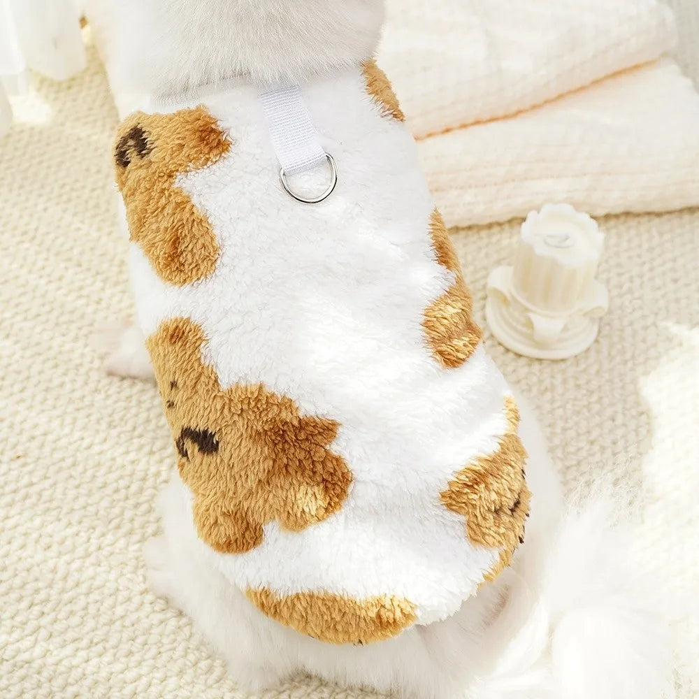 Winter Fleece Dog Sweater Vest – Bear Pattern XS–9XL