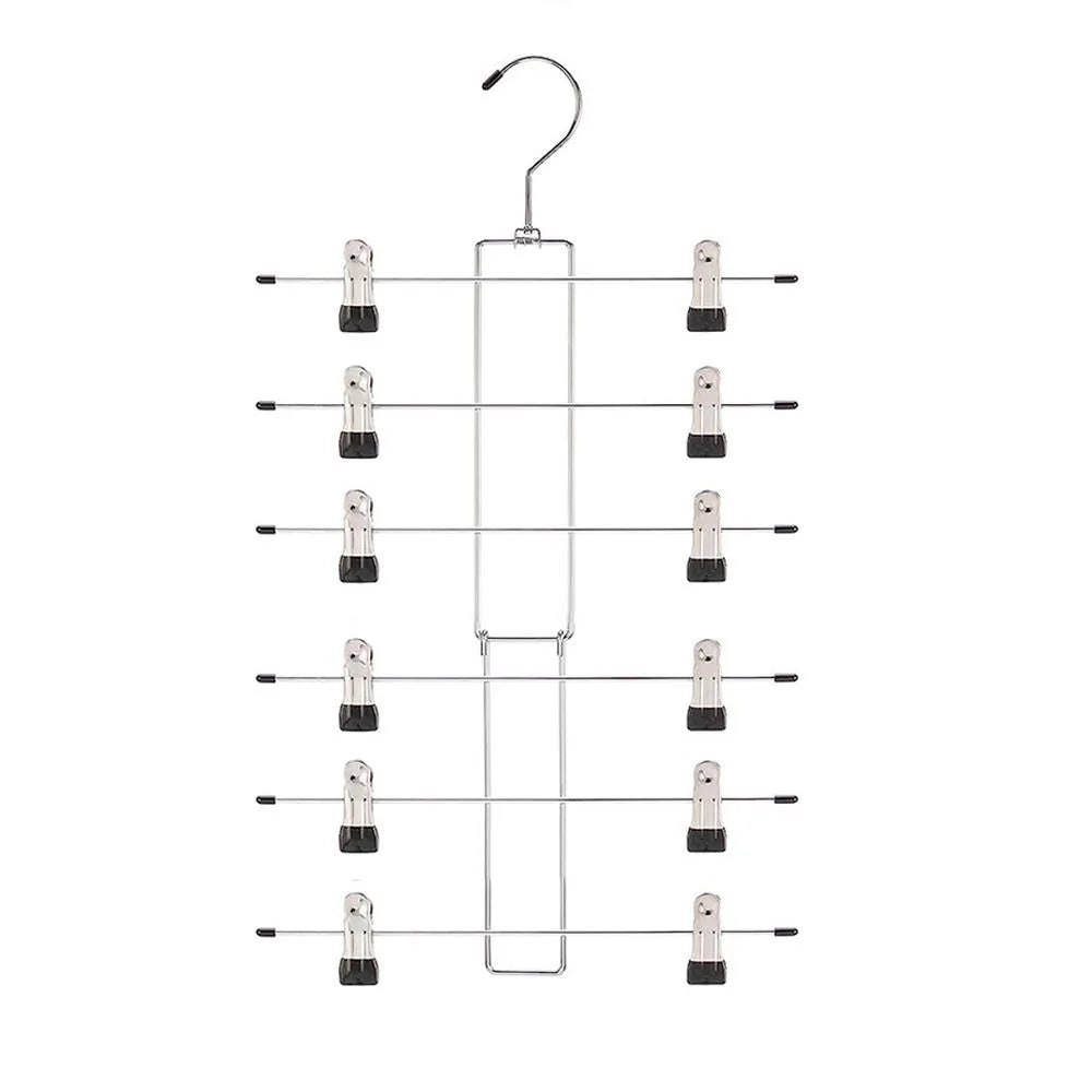 6-Layer Metal Clothes Hanger with Clips – Space-Saving Rack