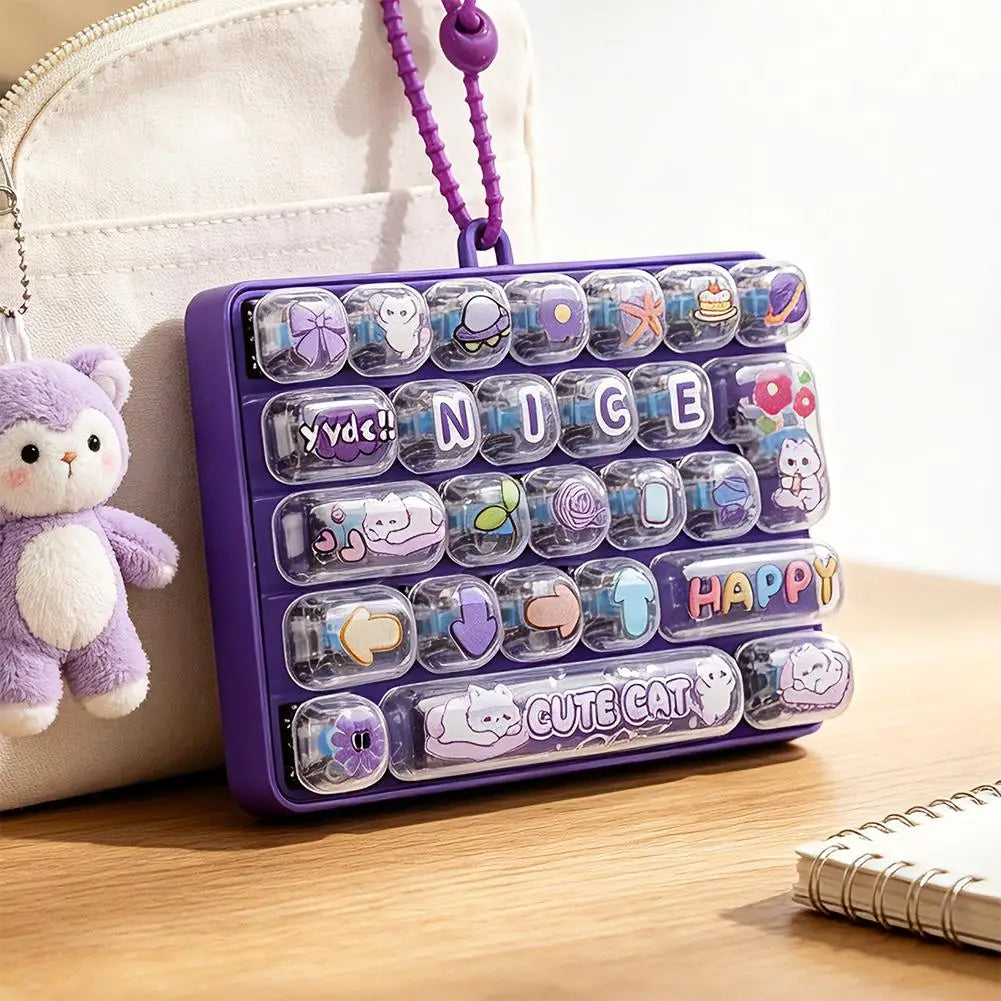 Mini Keyboard Fidget Toy – 26-Key Cute Animal Keychain