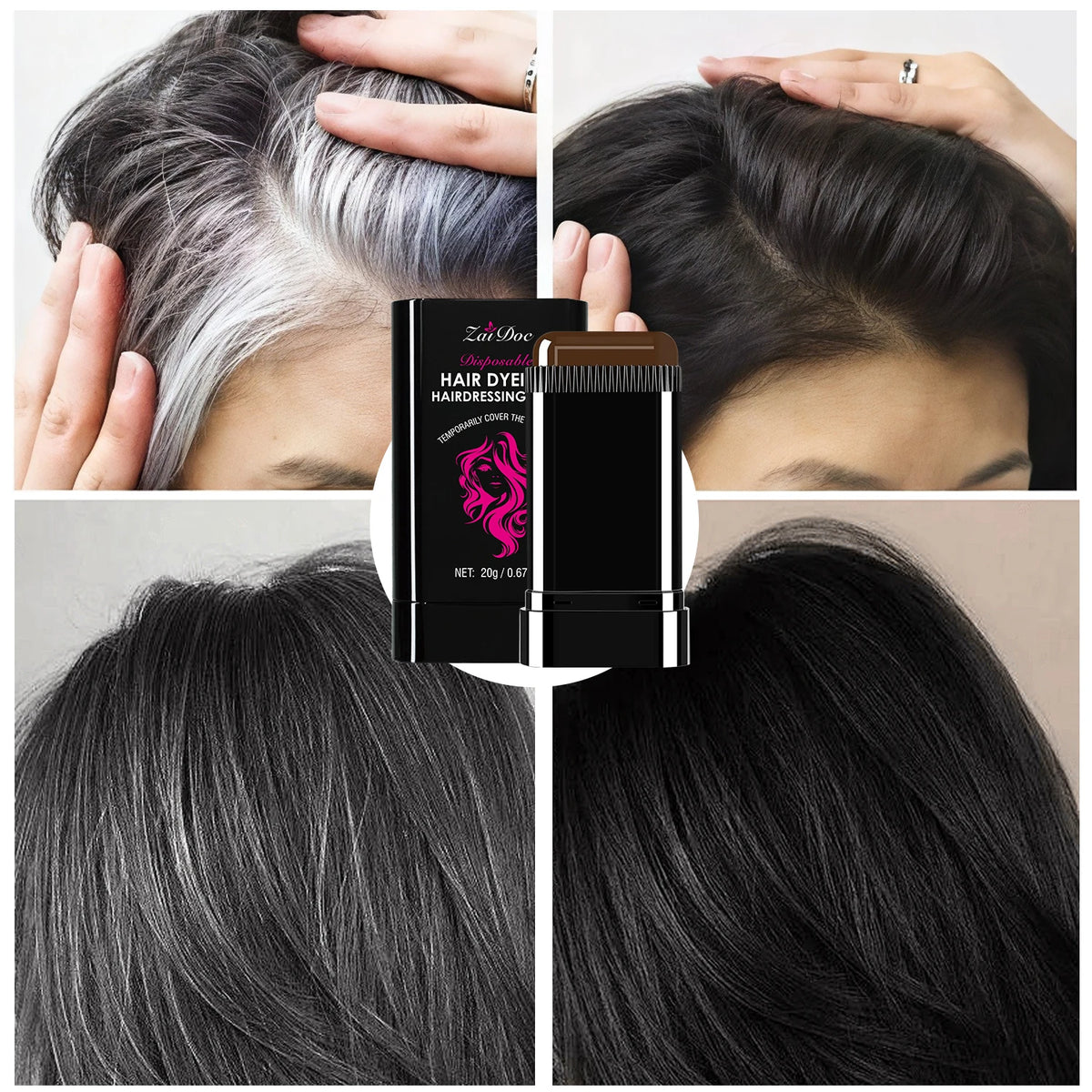 ZaiDoc Hair Dye Stick & Hairline Powder – Gray Coverage Set