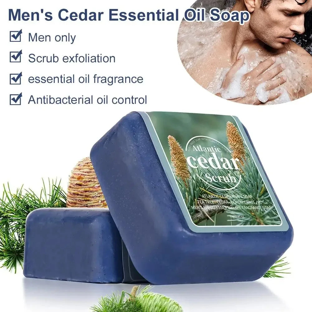 Men's Cedar Essential Oil Handmade Bar Soap – Face & Body