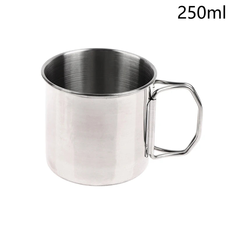 Stainless Steel Folding Handle Camping Cup – Portable Carabiner