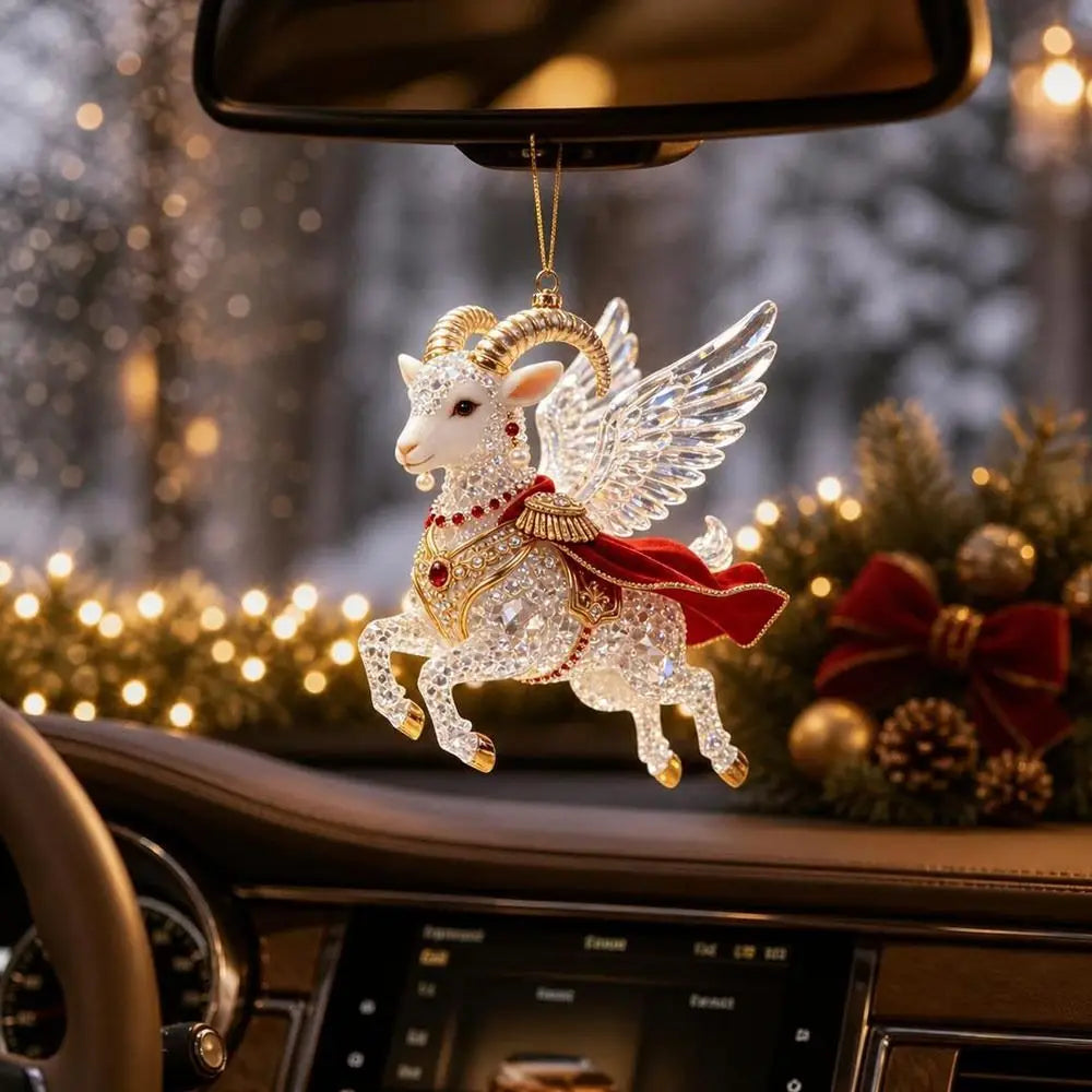 Rhinestone Goat Hanging Ornament – Acrylic Christmas Decor