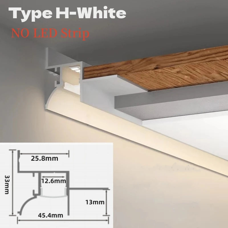 Recessed Corner LED Aluminum Profile Channel 0.5m/1m Ceiling