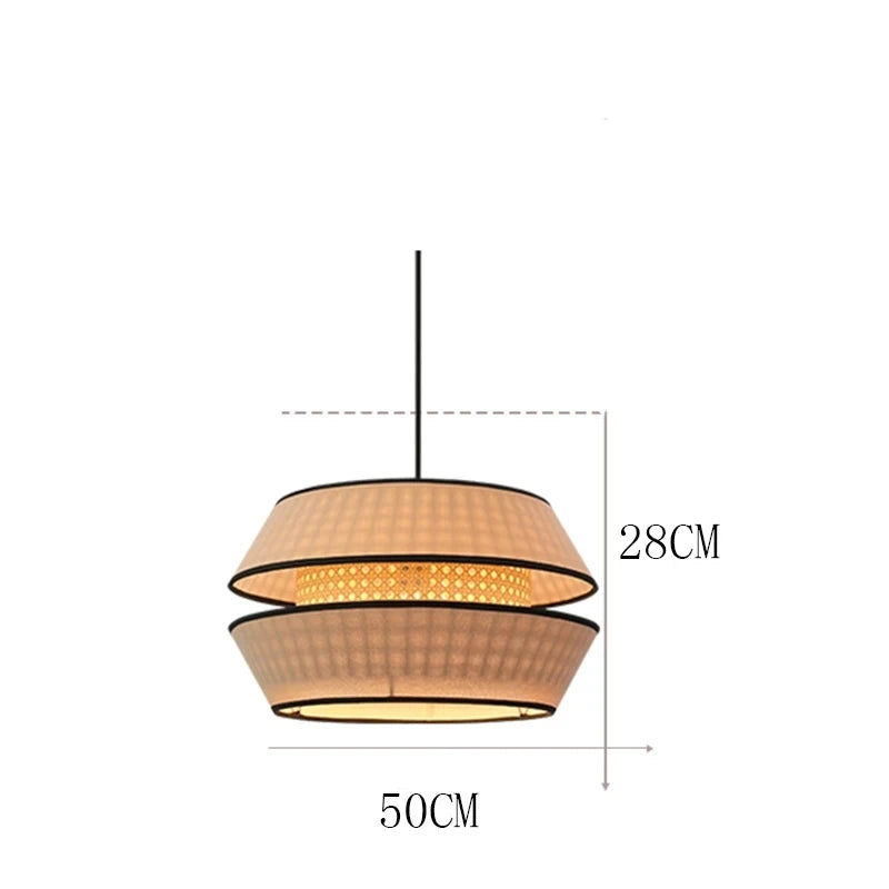 Wabi Sabi Rattan Bamboo Pendant Light – E27 Hanging Ceiling Lamp