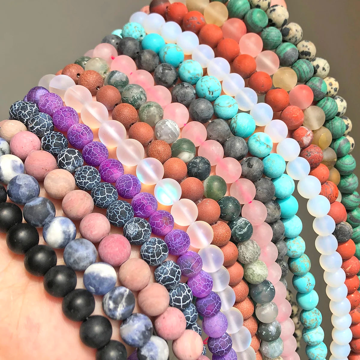 Natural Matte Gemstone Beads – DIY Jewelry Stone Strands 4–12mm