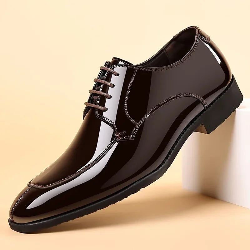 Men's Patent Leather Oxford Shoes – Pointed Toe Formal