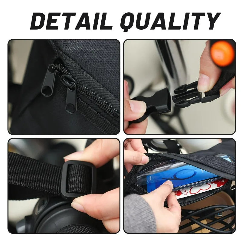 Waterproof Motorcycle Handlebar Bag with Touch Screen Window