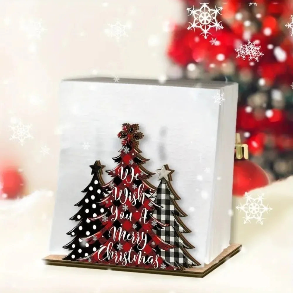 Wooden Christmas Tree Napkin Holder – Festive Tabletop Decor