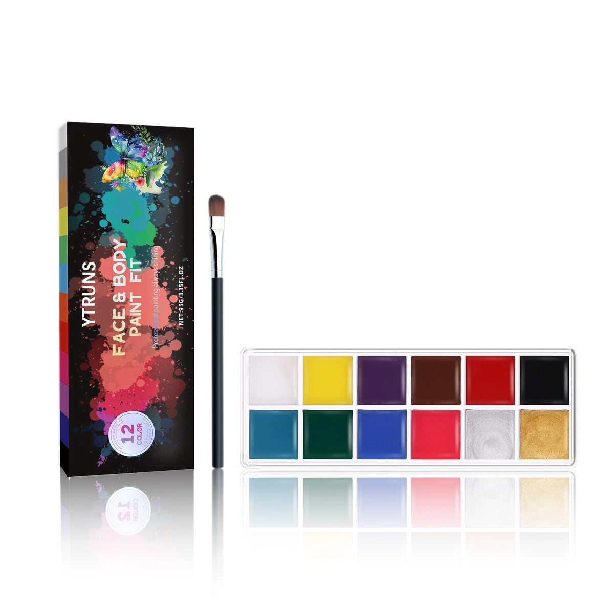 12-Color UV Glow Face & Body Paint Palette | Halloween Cosplay