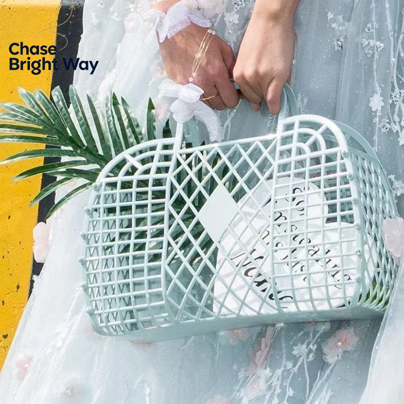 Waterproof Hollow Jelly Tote Basket – Beach, Bath & Storage