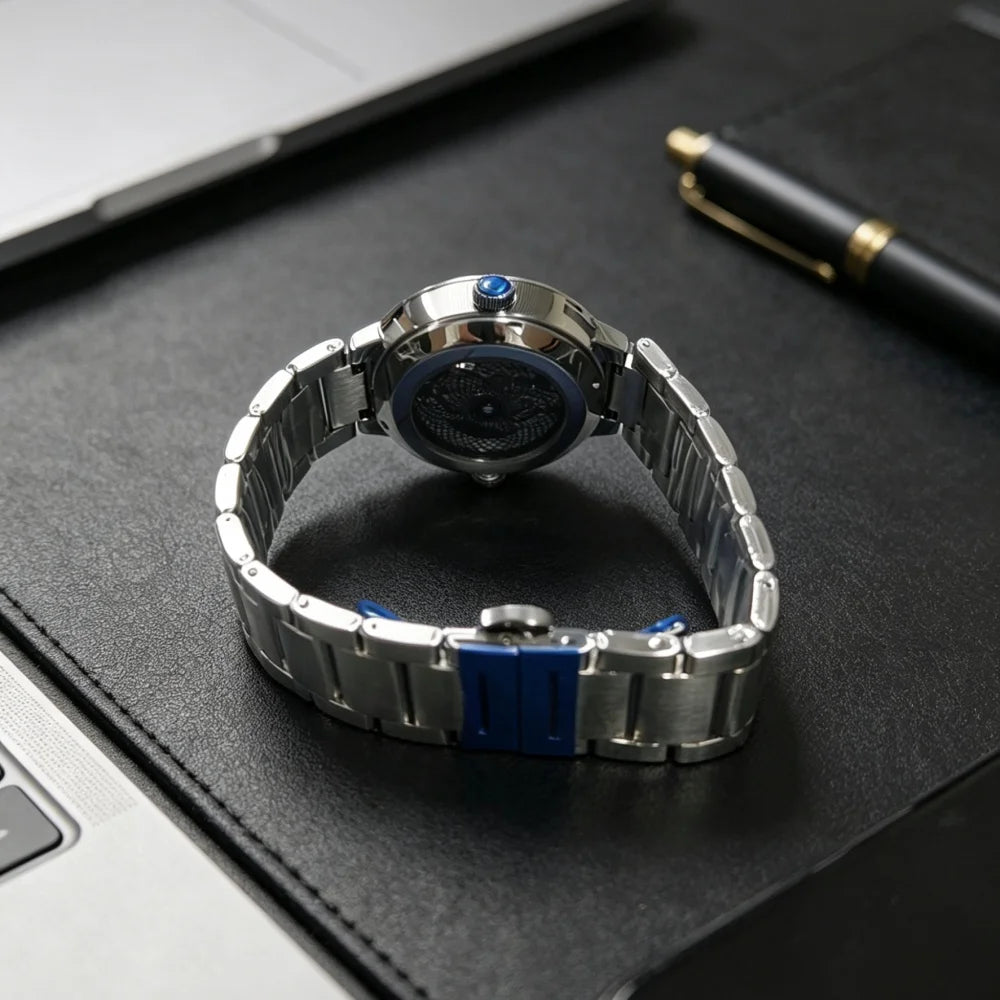Skeleton Automatic Men's Mechanical Watch | Luminous Steel Band