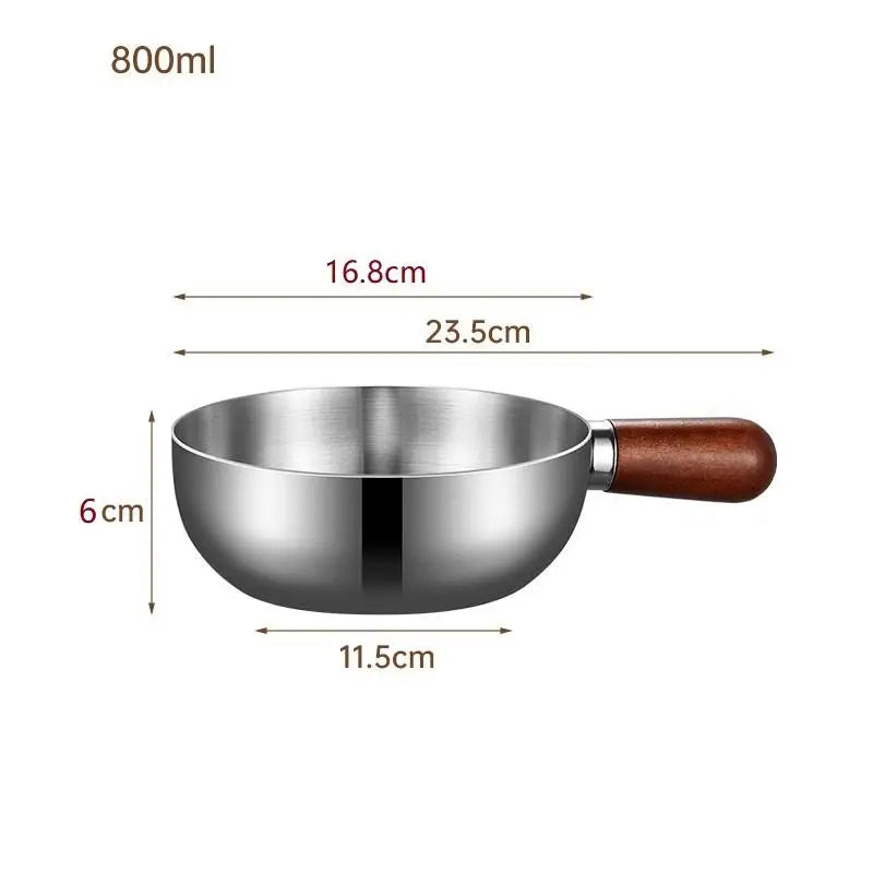 Stainless Steel Bowl Walnut Handle & Lid – Single Serve 17-20cm