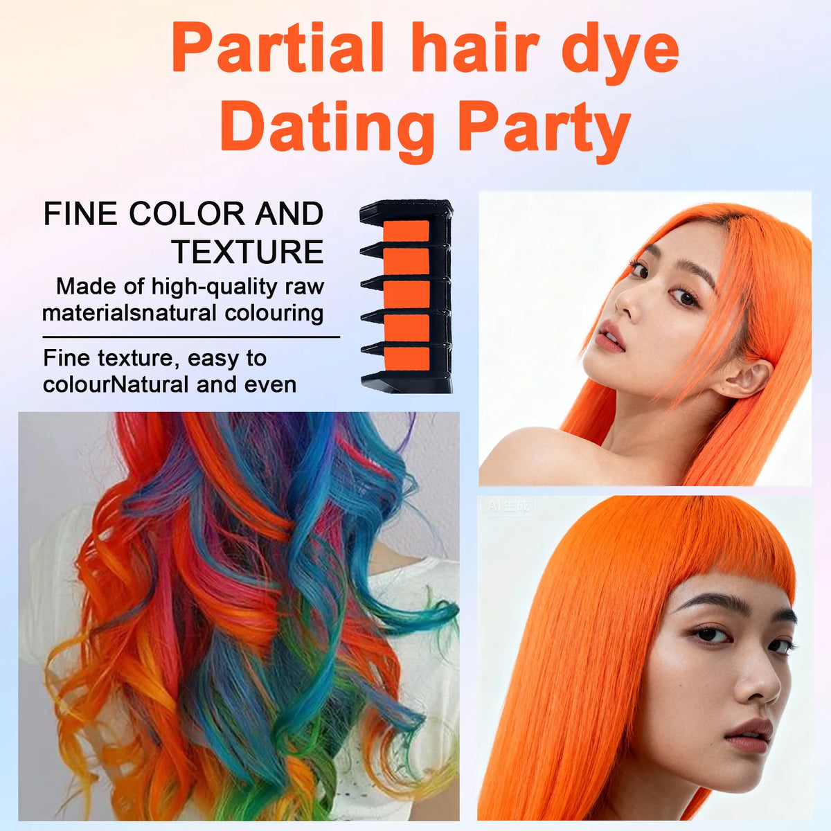 Temporary Hair Dye Color Comb – 6 Colors Root Touch-Up