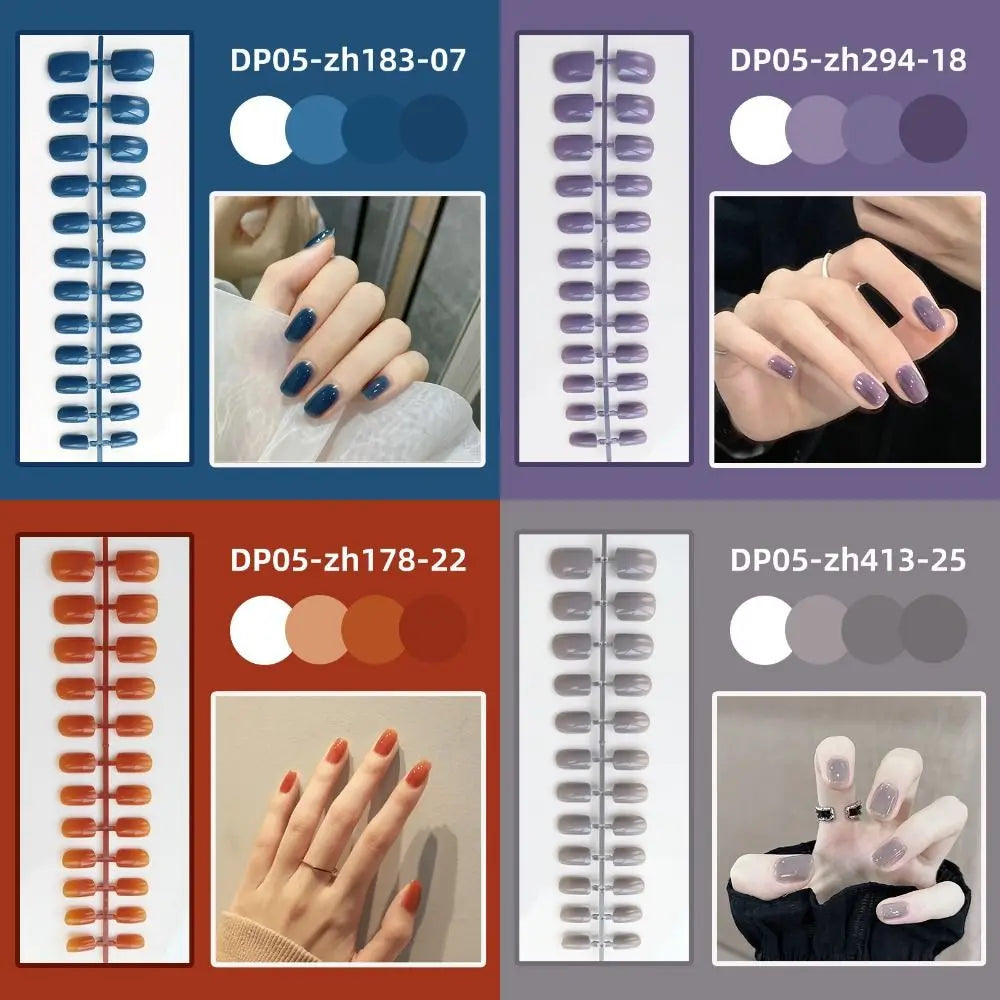 24-Pack Short Square Press-On Nails – Glossy False Nails