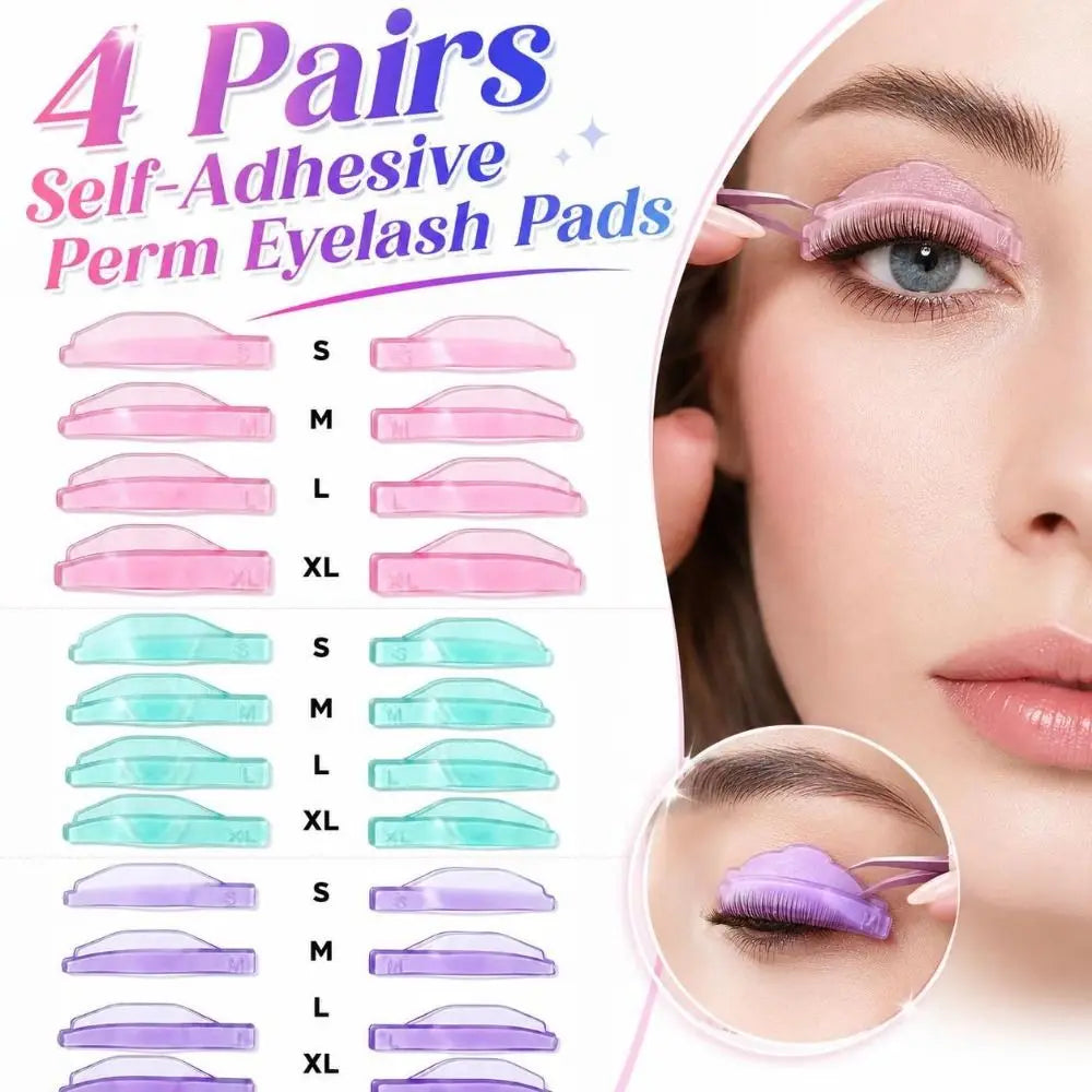Silicone Eyelash Perm Curling Pads – 4 Pairs, 4 Sizes Reusable