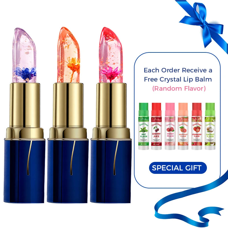 ZaiDoc 3-Pack PH Color Changing Jelly Crystal Lipstick Set