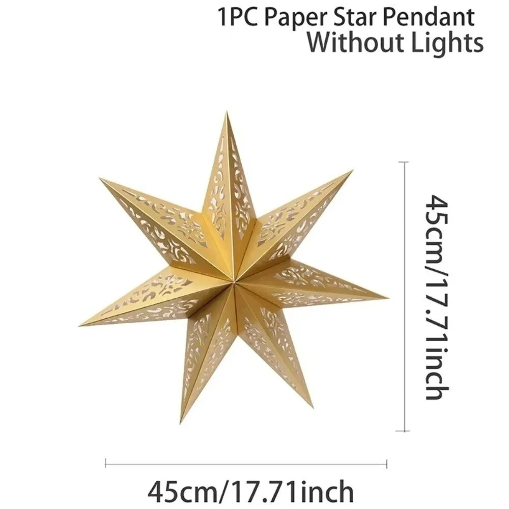 Star Shape Paper Christmas Lampshade 45cm Hollow Pendant
