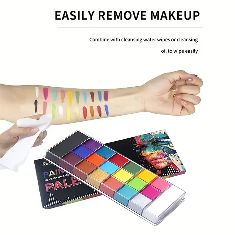 20-Color Face & Body Paint Palette – Halloween Cosplay Stage