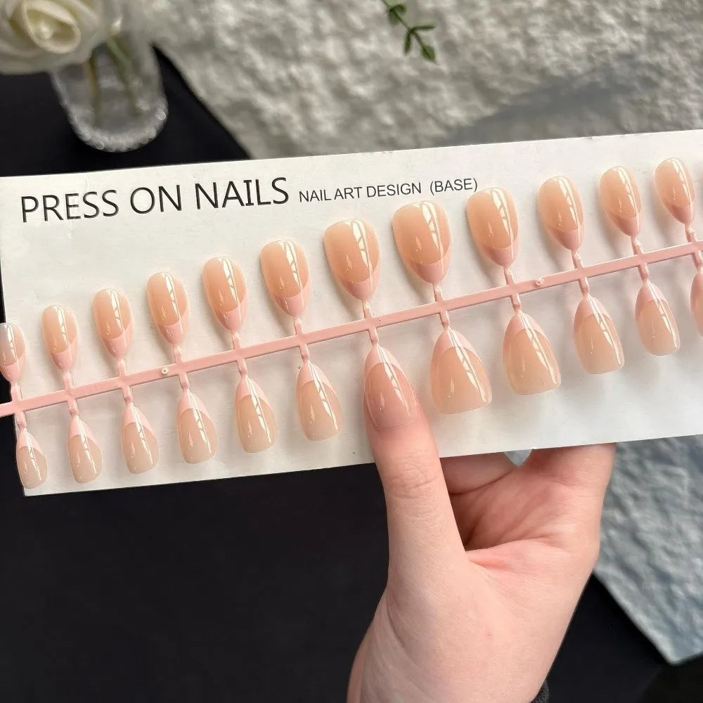 30-Piece Almond Press On Nails – Matte Nude & Glossy Finish