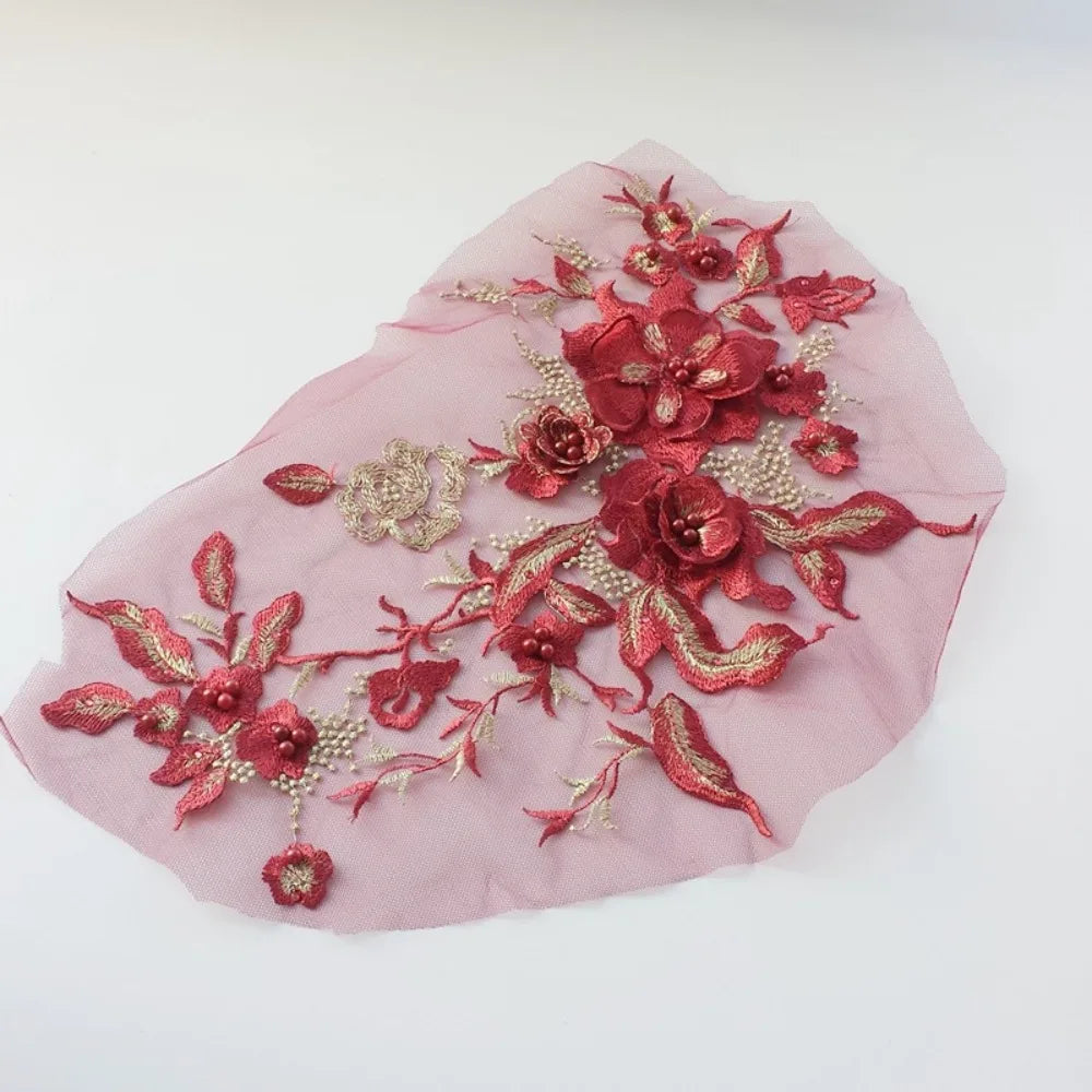 3D Sequined Floral Embroidery Patch – DIY Appliqué 33×26cm