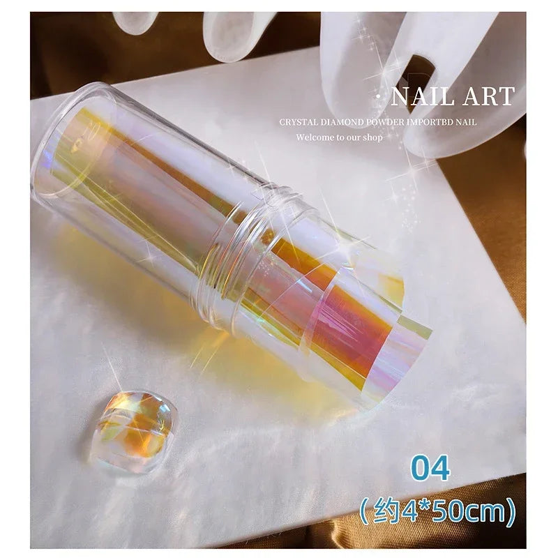 Aurora Ice Cube Cellophane Nail Foil Sticker – Laser Transfer Roll