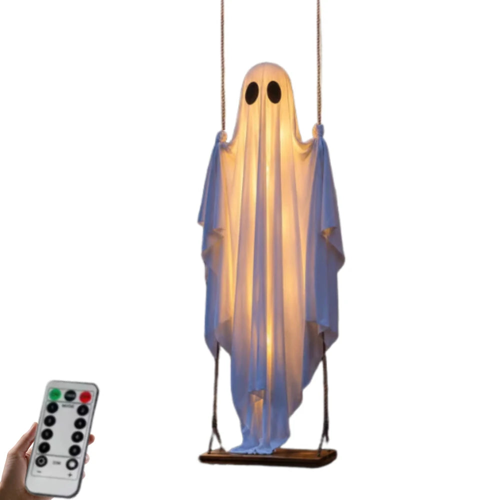 Large Hanging Swing Ghost Halloween Decoration | LED Lights