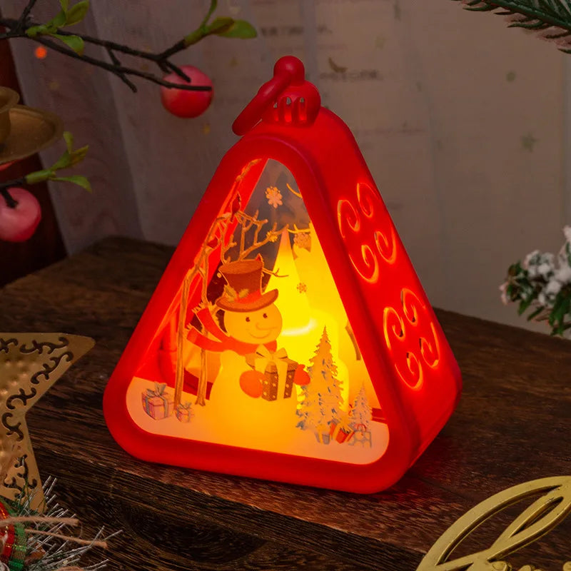 Rustic Vintage Christmas Night Light Lantern | Holiday Tabletop Decor