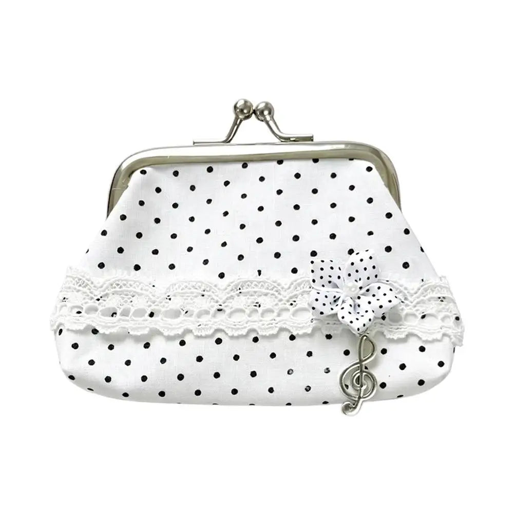 Y2K Lace Coin Purse – Vintage Polka Dot Mini Wallet Pouch