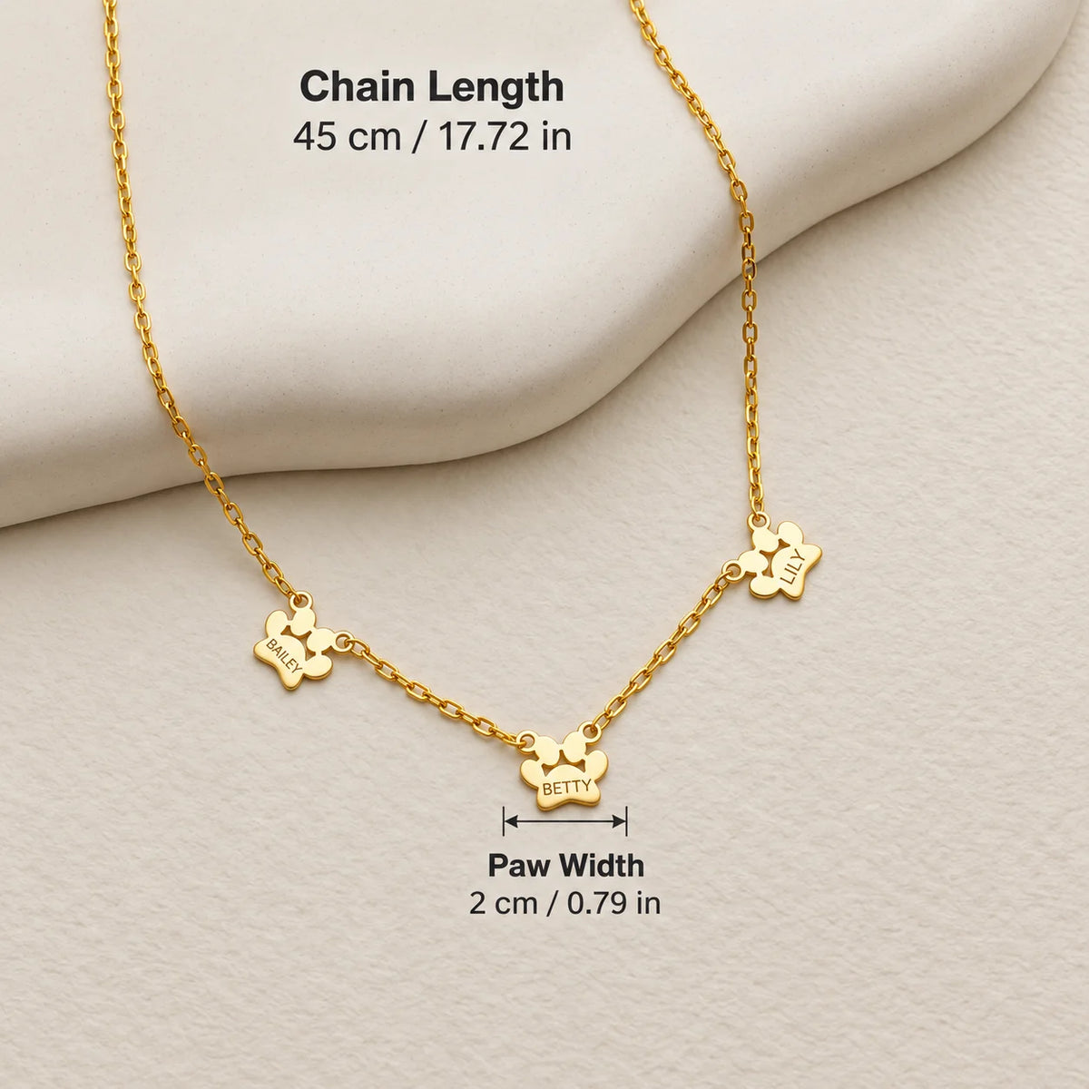 Personalized Paw Print Necklace – Custom Engraved Pet Name