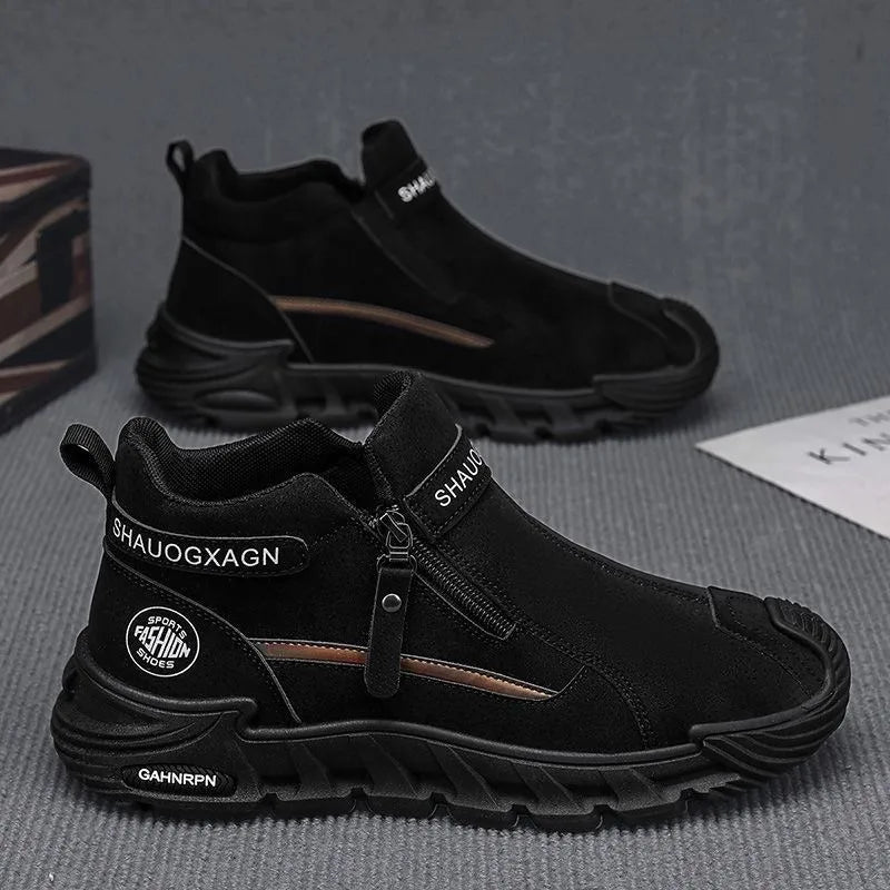 LEDP Men's Zipper Casual Sneakers – Non-Slip Outdoor Shoes