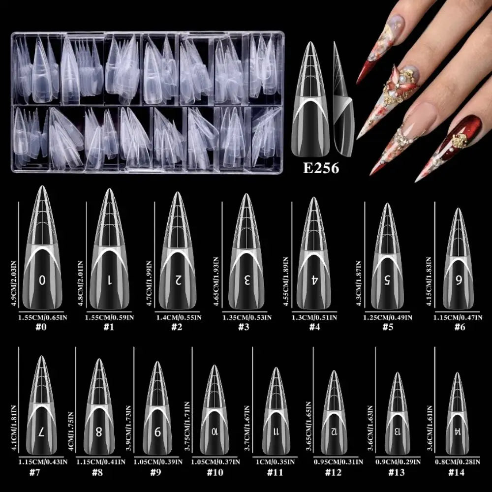 150-Pc Transparent False Nail Forms – 15 Sizes French Builder