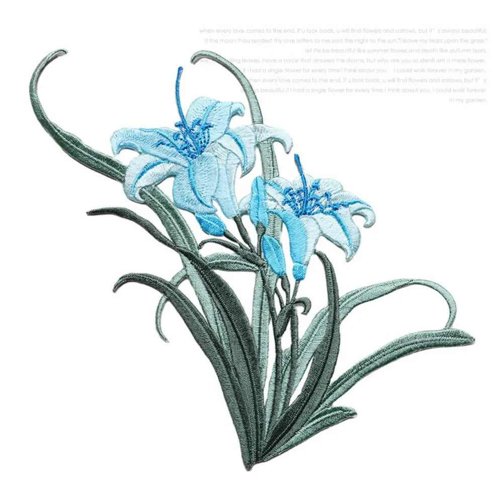 3D Orchid Embroidery Iron-On Patch – Chinese Floral Appliqué