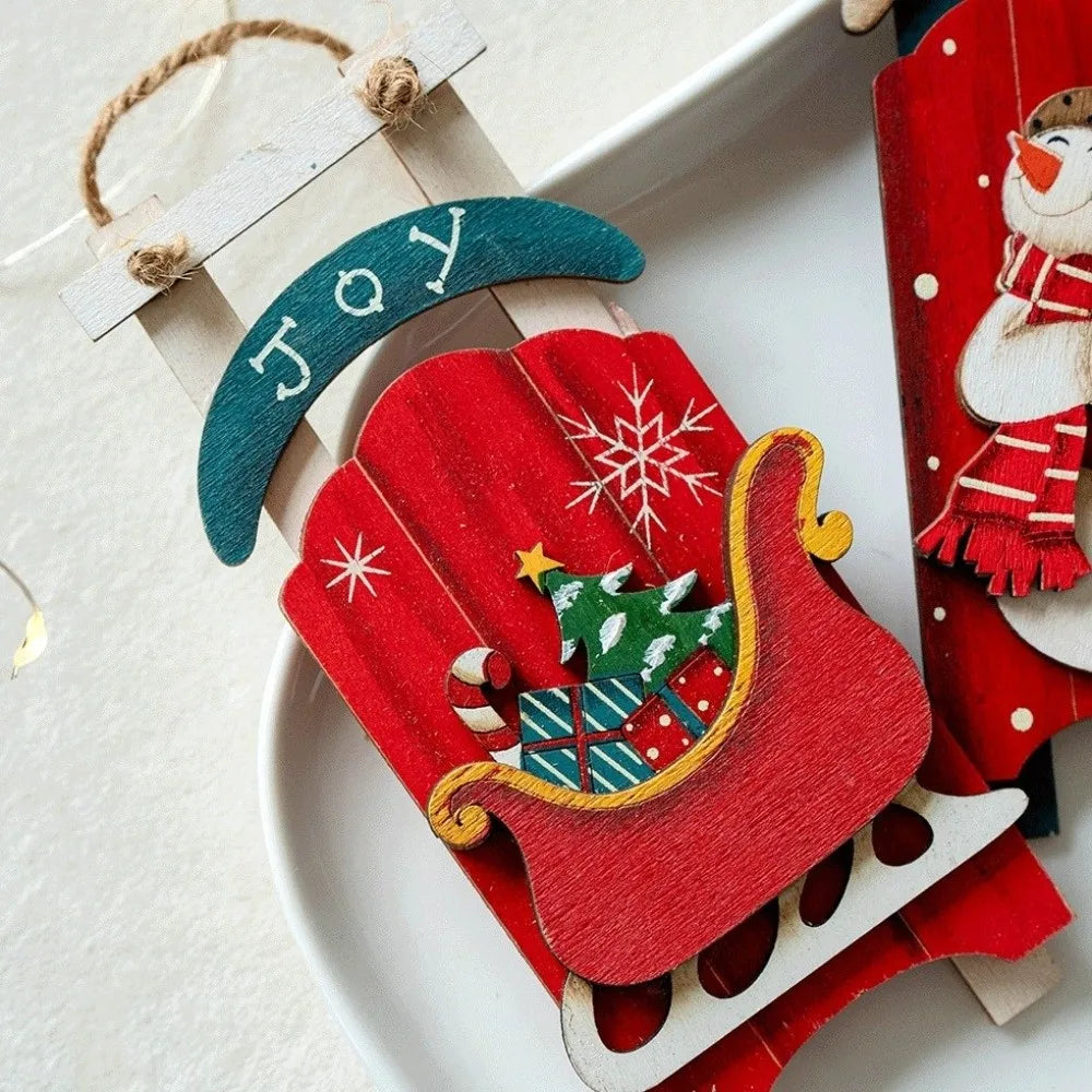 Wooden Santa Claus Christmas Tree Pendant – DIY Painted Ornament