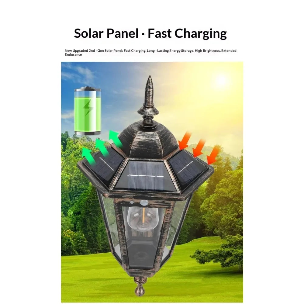Solar Vintage Outdoor Wall Light | Motion Sensor & IP65 Waterproof