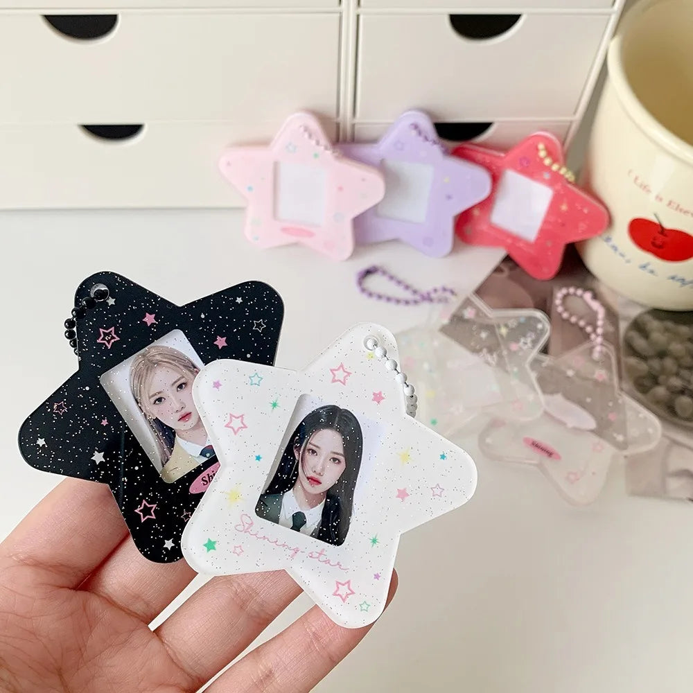 Star Acrylic Photo Card Holder Keychain – 1 Inch Mini Frame