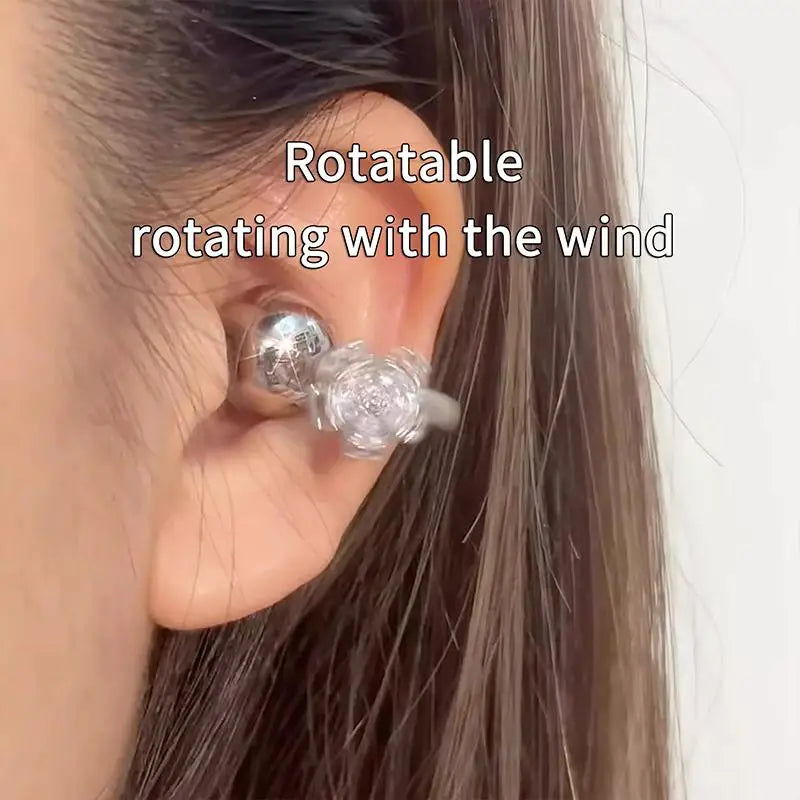 Rhinestone Flower Earbud Charm Clip – Rotating Shiny Decor