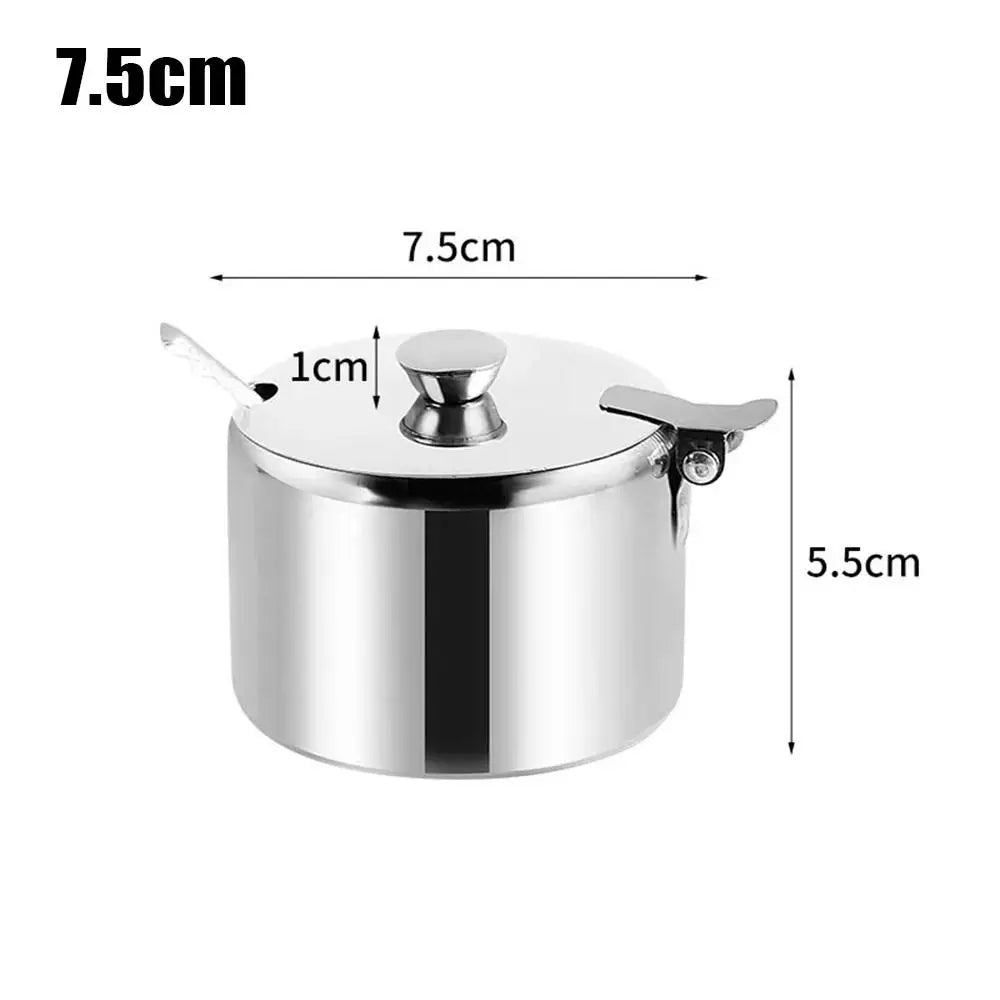 Stainless Steel Sugar Spice Jar with Lid & Spoon | 3 Sizes