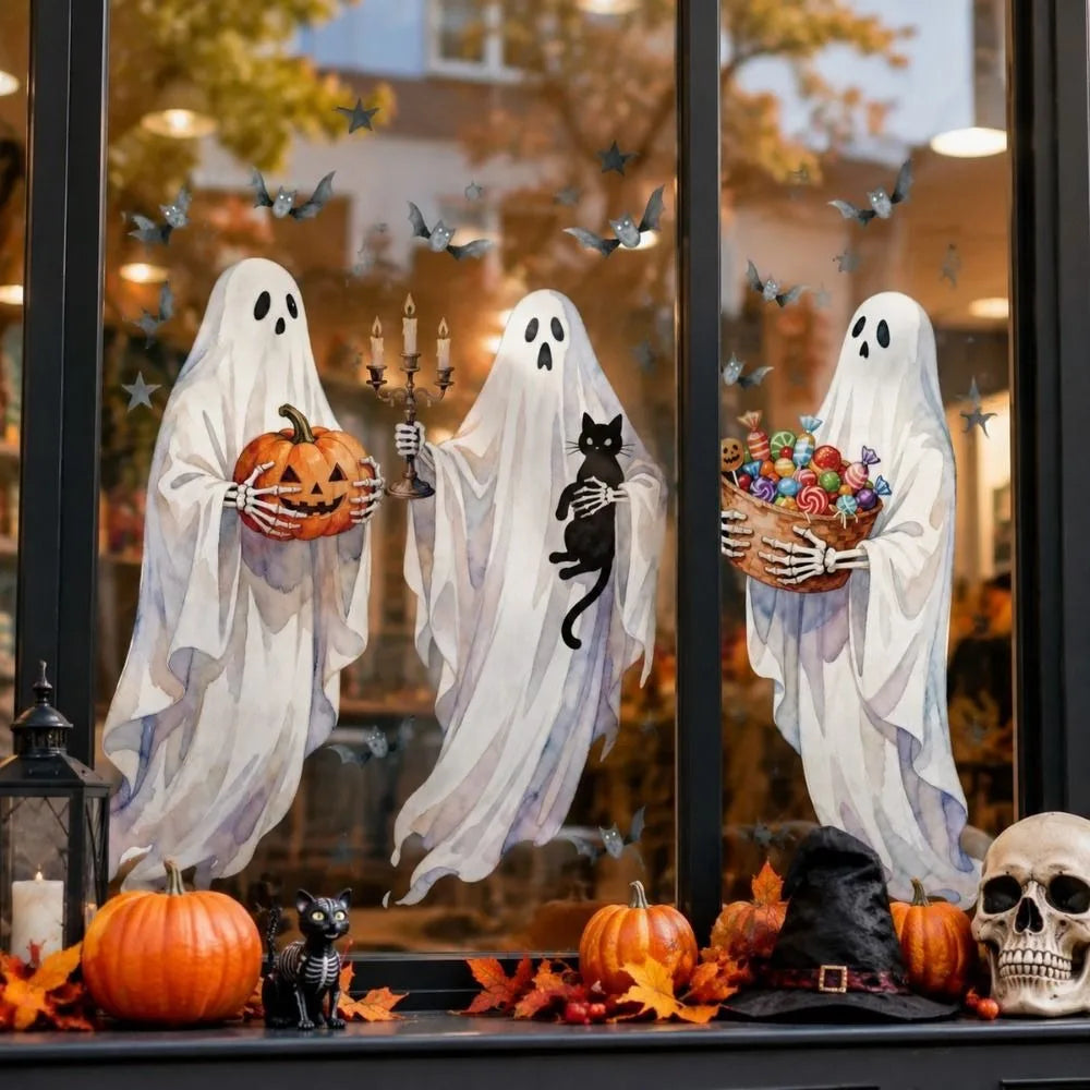 Halloween Wall Stickers – Pumpkin, Bat, Ghost PVC Decals
