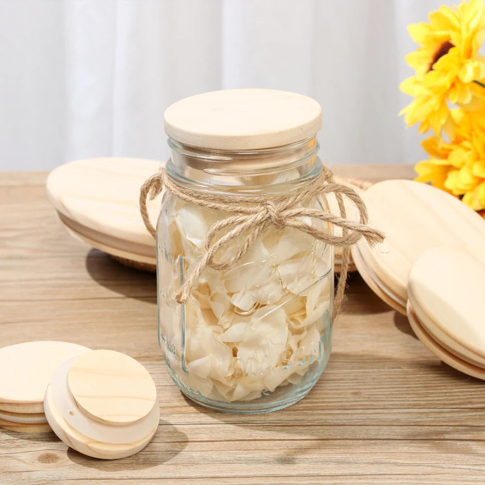 Wood Mason Jar Lids – Wide Mouth Canning Covers 7 Sizes