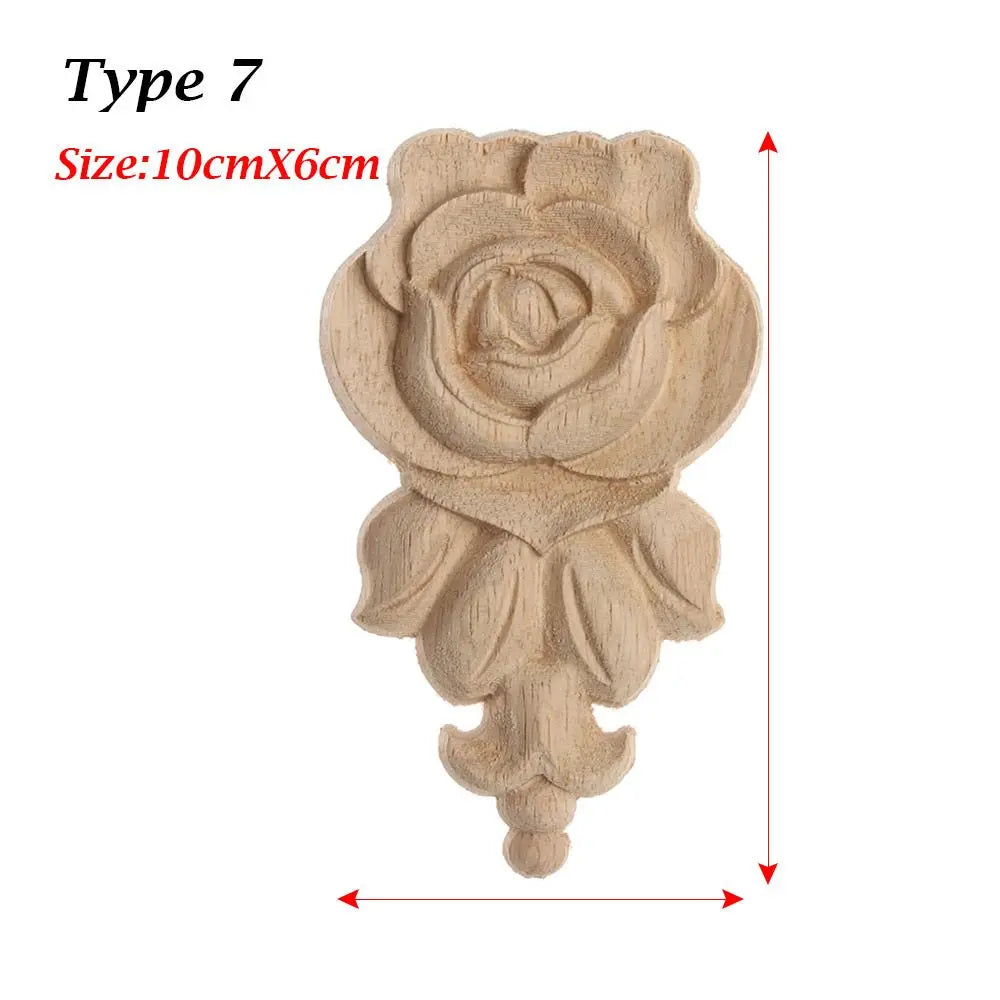 Wood Carved Rose Flower Applique – DIY Furniture & Home Decor