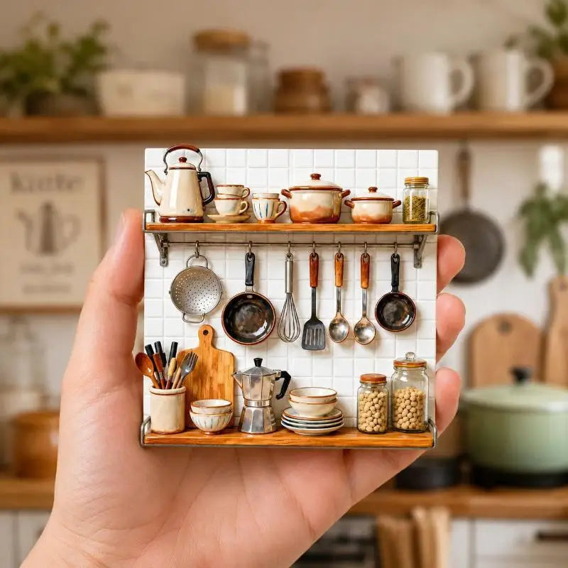 Retro Kitchen Scene 3D Resin Refrigerator Magnet Ornament