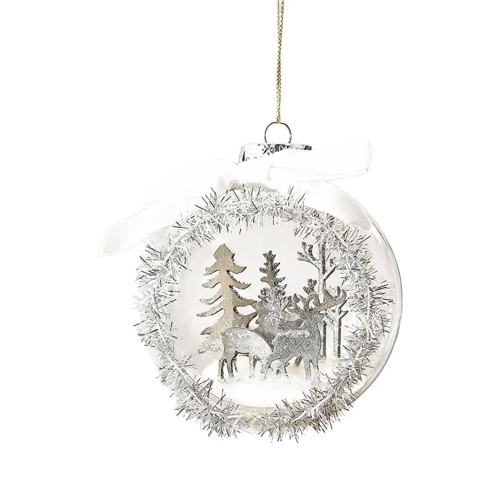 Shatterproof Clear Christmas Ball Ornament 3D Winter Scene 10cm
