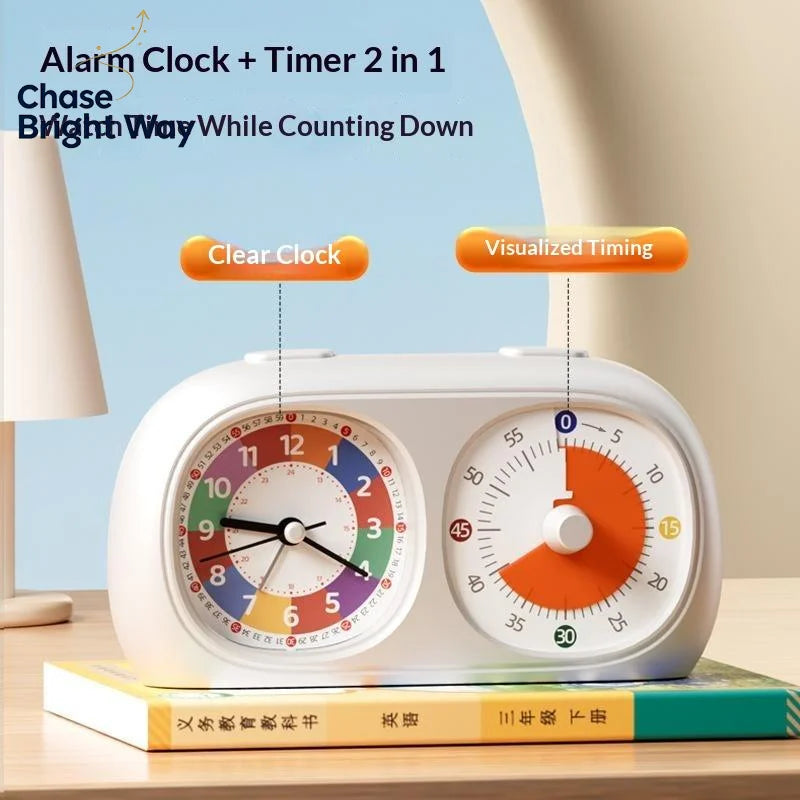 2-in-1 Visual Timer & Silent Alarm Clock for Kids | Study Timer