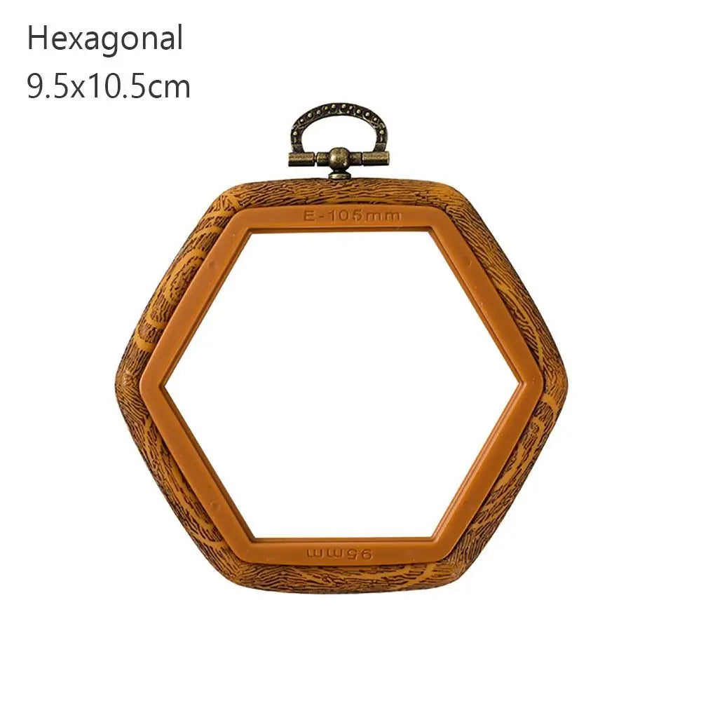 Wood Grain Plastic Embroidery Hoop – Multi-Shape DIY Frame