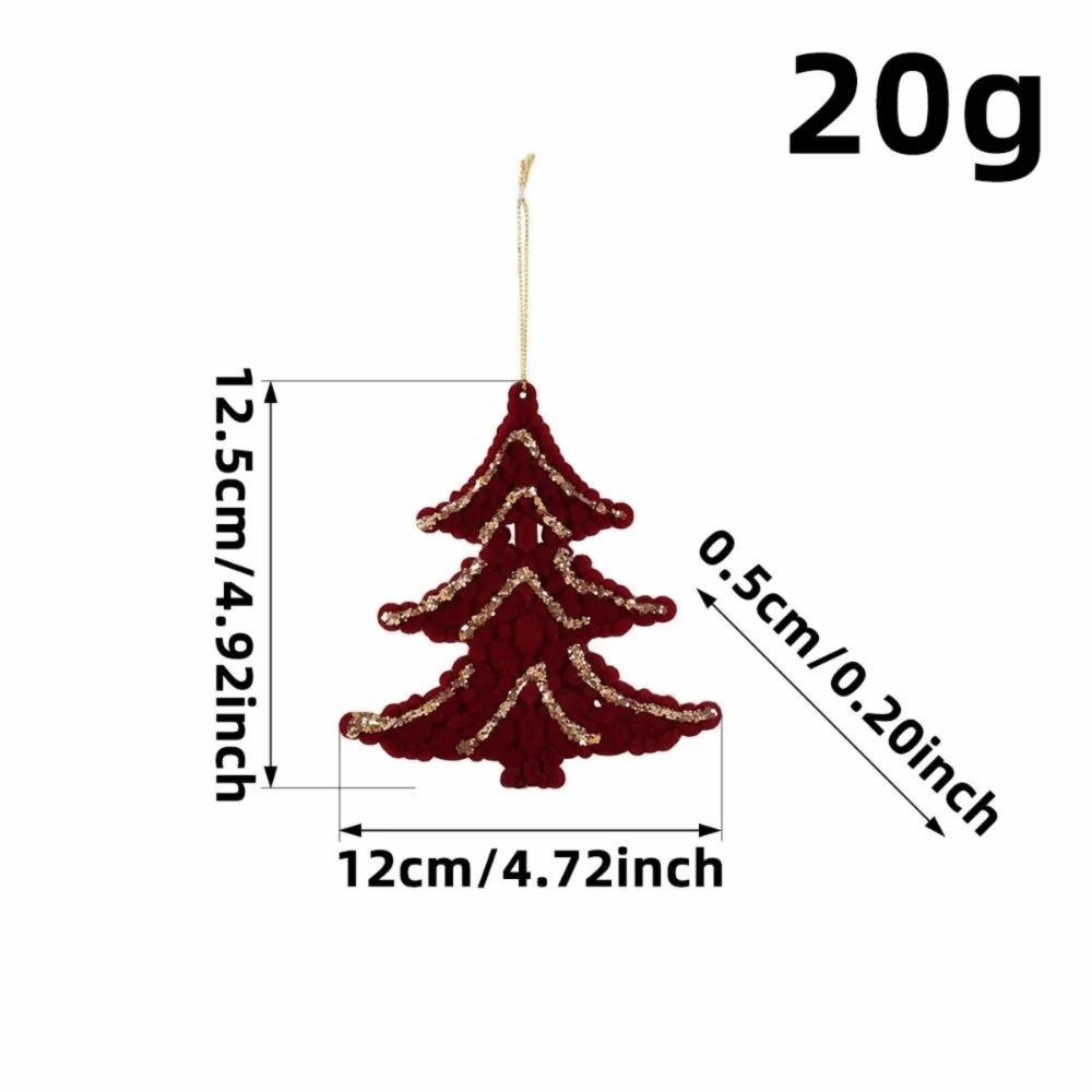 Red Flocked Velvet Christmas Ornaments with Glitter Trim